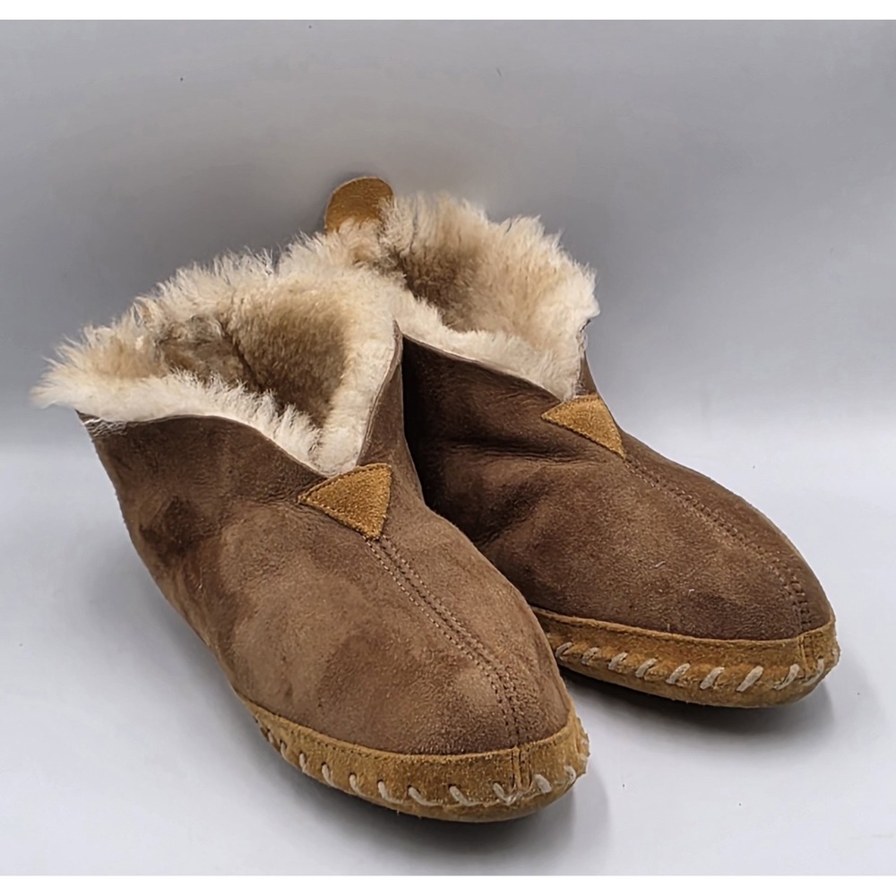 LL Bean Wicked Good Moccasins Suede Shearling Slippers Women's US 9M Chukka